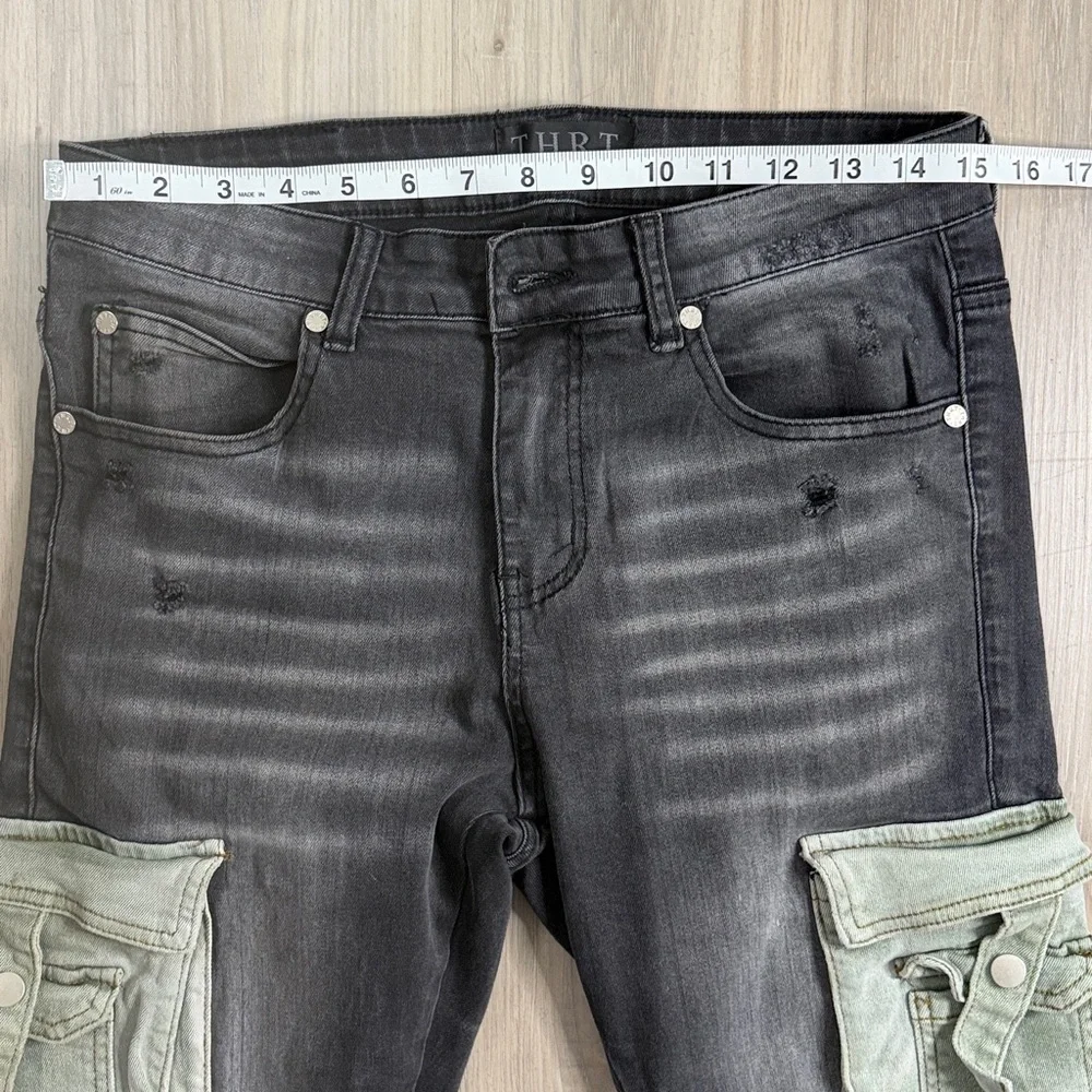 THRT Varsity Denim Cargo Jeans. Sz 32/32